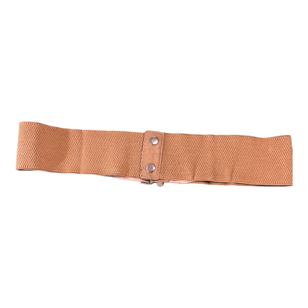 3" Wide Silver Buckle and Stud Belt With 2 Snap Closure at the Back Women's Tan - Picture 2 of 10